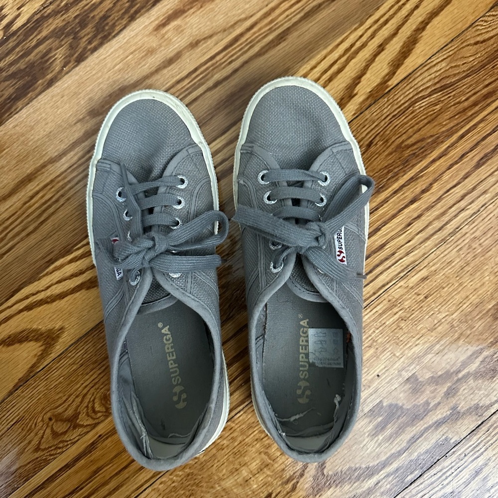 Superga Women’s Charcoal Canvas Sneakers, size 38